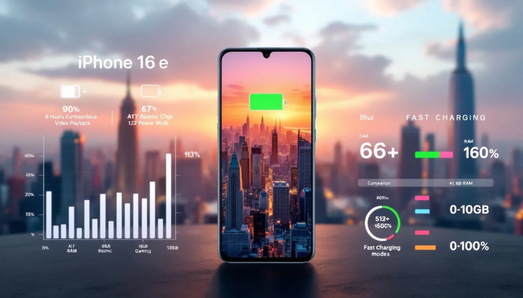 Battery life and efficiency of the iPhone 16e, showcasing its performance.