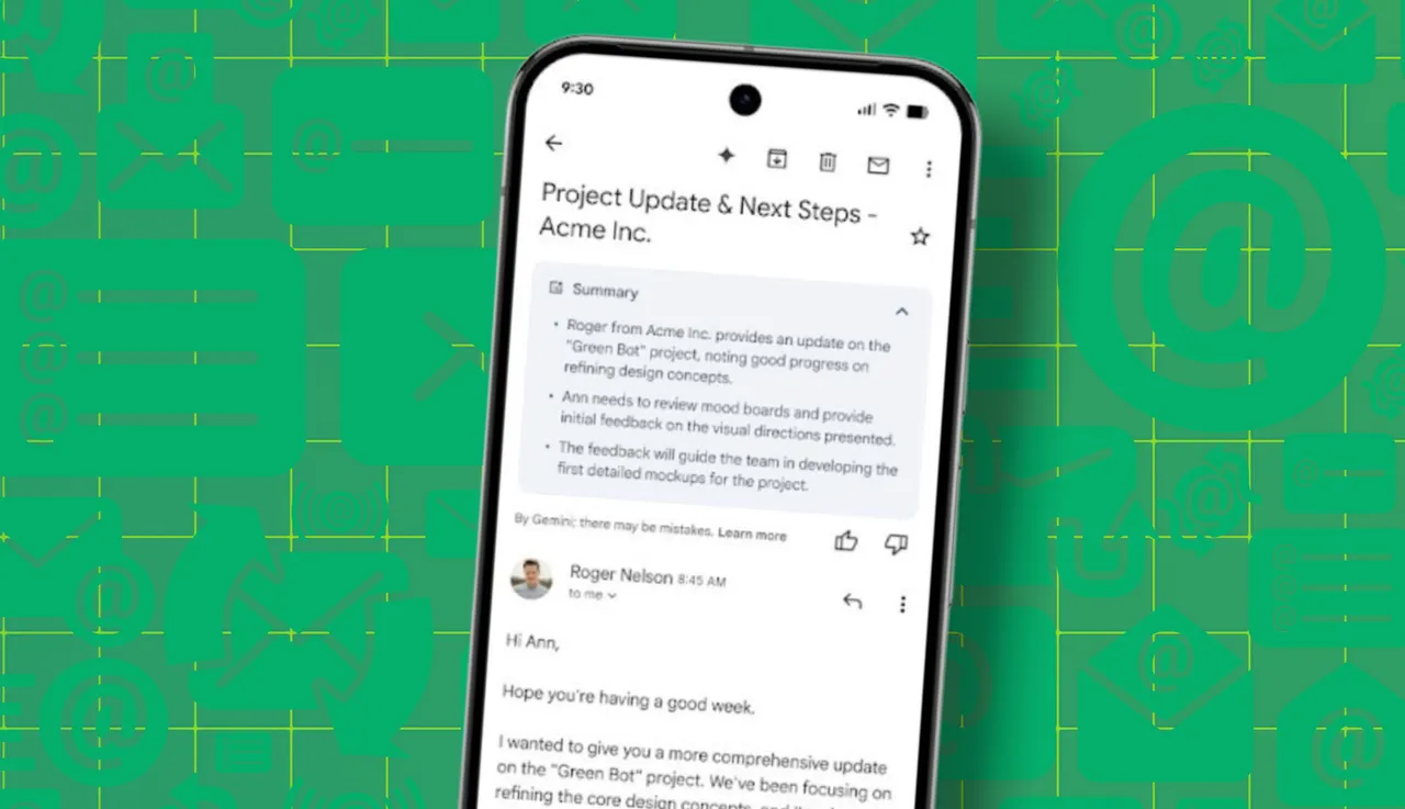 Gmail in shows on smartphone